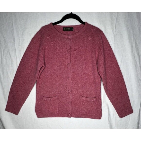 VTG Blarney Woollen Mills Women’s Red Lambswool Button Down Sweater Size S - Picture 1 of 13